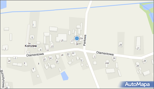 Korczew, Diamentowa, 19, mapa Korczew