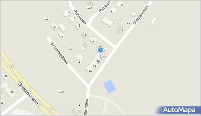 Koszalin, Diamentowa, 5b, mapa Koszalina