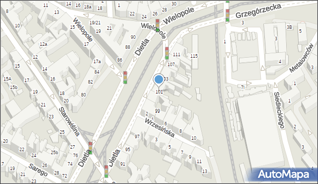 Kraków, Dietla Józefa, 101, mapa Krakowa
