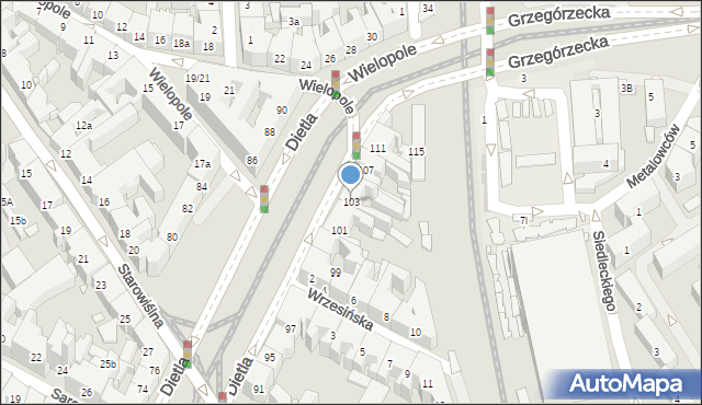 Kraków, Dietla Józefa, 103, mapa Krakowa