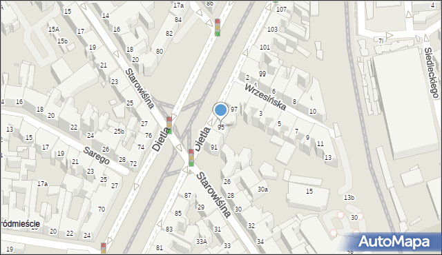 Kraków, Dietla Józefa, 95, mapa Krakowa