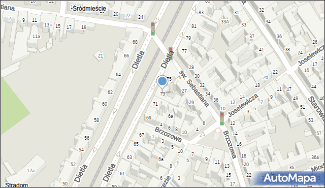 Kraków, Dietla Józefa, 73, mapa Krakowa