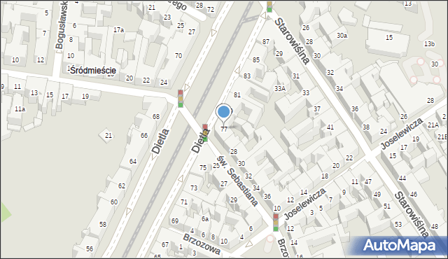Kraków, Dietla Józefa, 77, mapa Krakowa