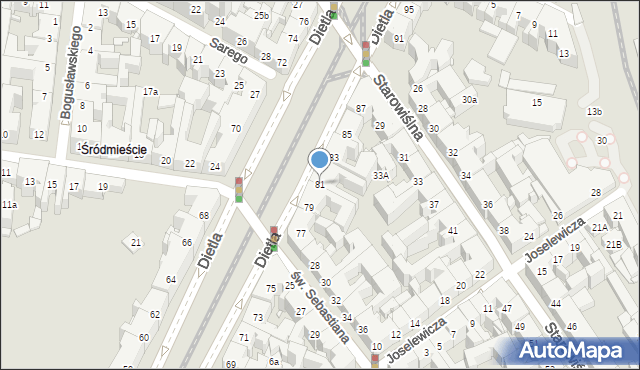 Kraków, Dietla Józefa, 81, mapa Krakowa