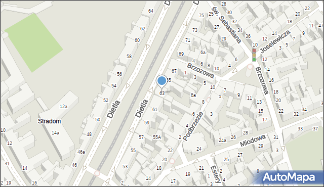 Kraków, Dietla Józefa, 63, mapa Krakowa
