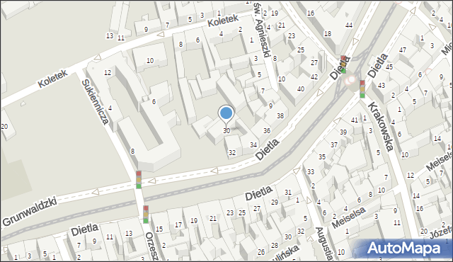 Kraków, Dietla Józefa, 30, mapa Krakowa