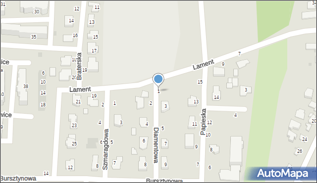 Łowicz, Diamentowa, 1, mapa Łowicza