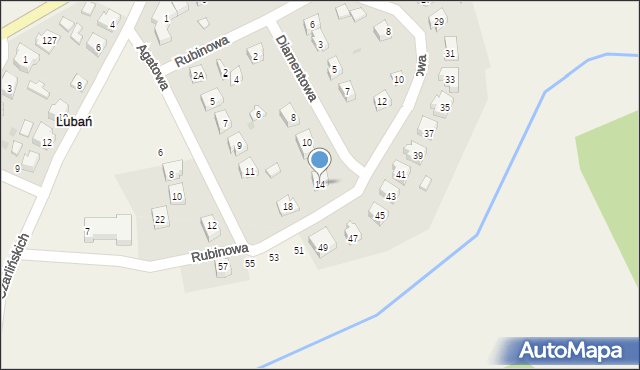 Lubań, Diamentowa, 14, mapa Lubań
