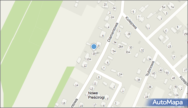 Nowe Pieścirogi, Diamentowa, 10, mapa Nowe Pieścirogi