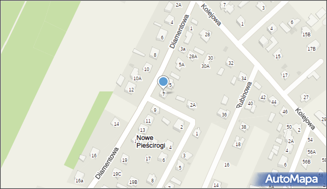 Nowe Pieścirogi, Diamentowa, 7, mapa Nowe Pieścirogi