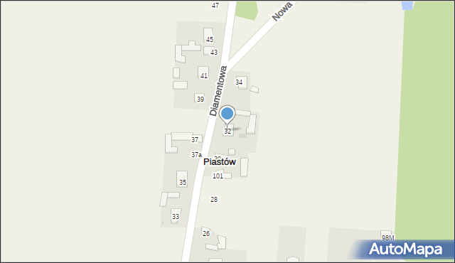 Piastów, Diamentowa, 32, mapa Piastów