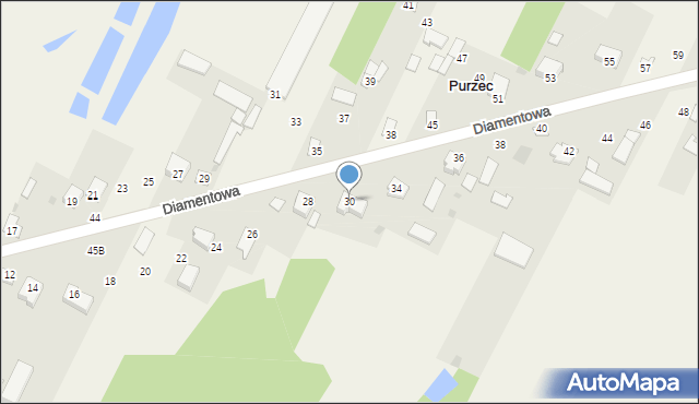 Purzec, Diamentowa, 30, mapa Purzec