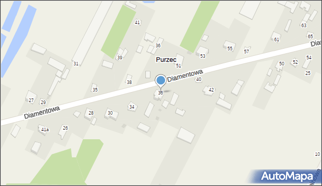 Purzec, Diamentowa, 36, mapa Purzec