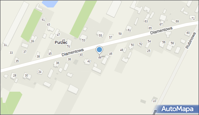 Purzec, Diamentowa, 44, mapa Purzec