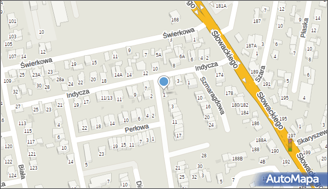 Radom, Diamentowa, 1, mapa Radomia