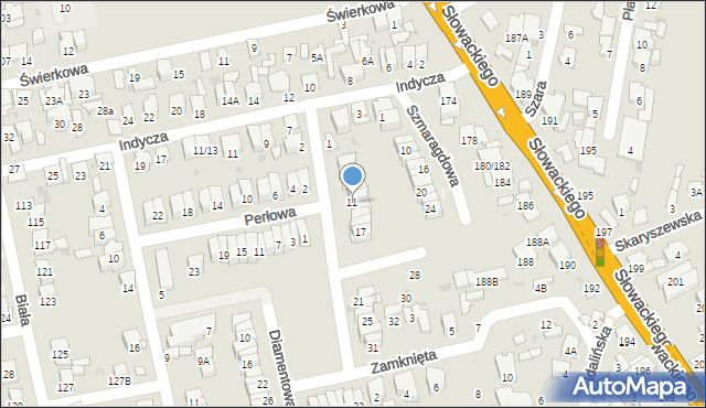 Radom, Diamentowa, 11, mapa Radomia