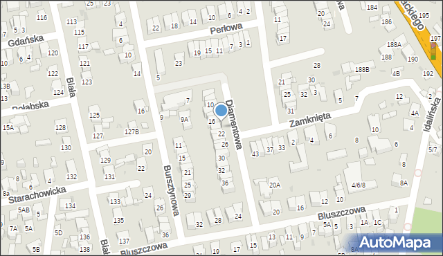 Radom, Diamentowa, 20, mapa Radomia