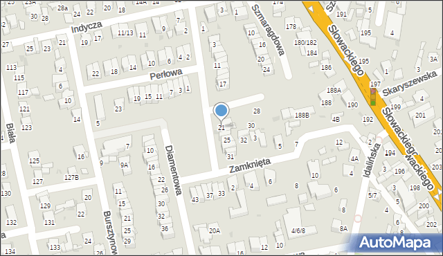 Radom, Diamentowa, 21, mapa Radomia