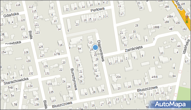 Radom, Diamentowa, 22, mapa Radomia