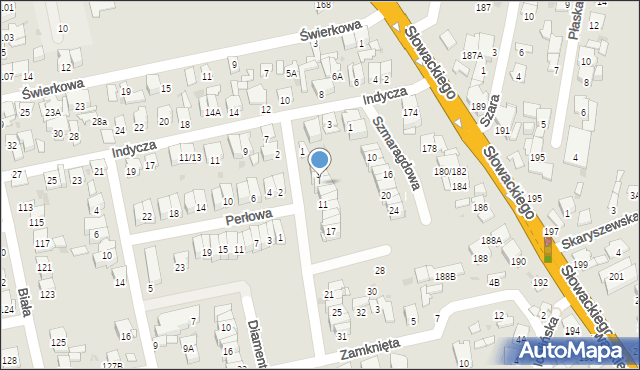 Radom, Diamentowa, 5, mapa Radomia