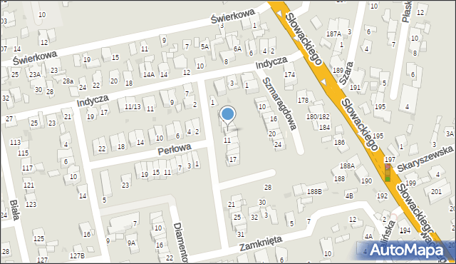 Radom, Diamentowa, 7, mapa Radomia