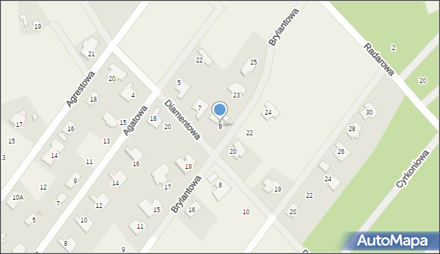 Rusiec, Diamentowa, 9, mapa Rusiec