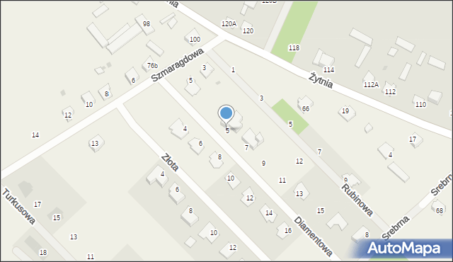 Rybienko Stare, Diamentowa, 5, mapa Rybienko Stare