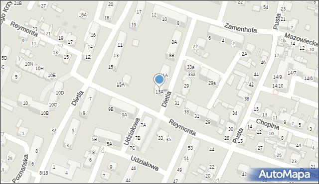 Sosnowiec, Dietla Henryka, 13A, mapa Sosnowca