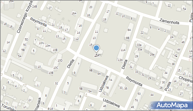 Sosnowiec, Dietla Henryka, 15A, mapa Sosnowca