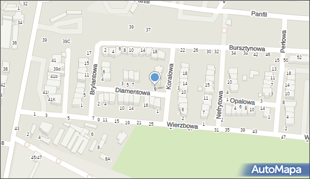 Tomaszów Mazowiecki, Diamentowa, 9, mapa Tomaszów Mazowiecki