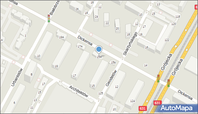 Warszawa, Dickensa Karola, 15A, mapa Warszawy