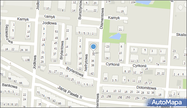 Warszawa, Diamentowa, 32, mapa Warszawy