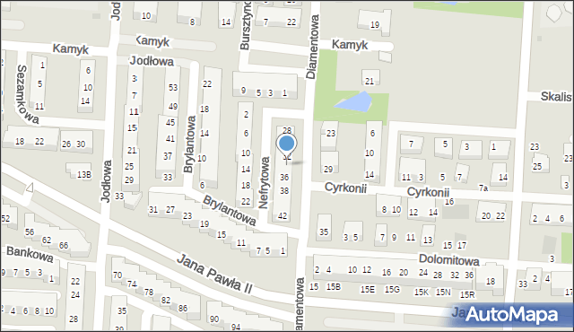 Warszawa, Diamentowa, 34, mapa Warszawy