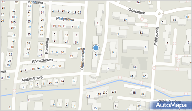 Warszawa, Diamentowa, 5, mapa Warszawy