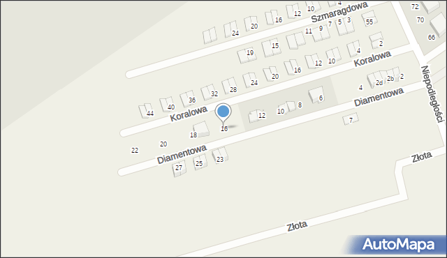 Witkowo Drugie, Diamentowa, 16, mapa Witkowo Drugie