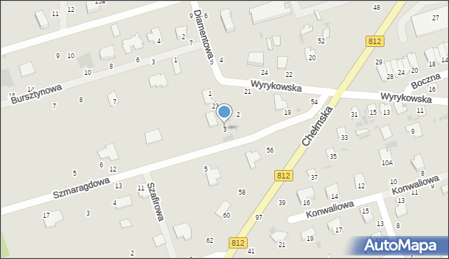 Włodawa, Diamentowa, 3, mapa Włodawa