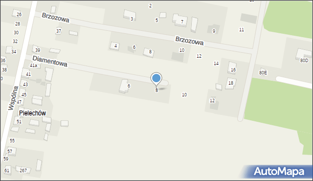 Żelków, Diamentowa, 8, mapa Żelków
