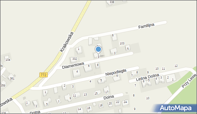 Zerwana, Diamentowa, 1, mapa Zerwana