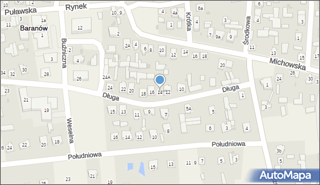 Baranów, Długa, 14, mapa Baranów