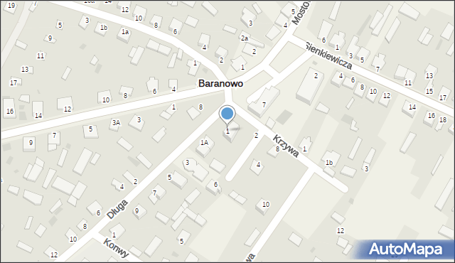 Baranowo, Długa, 1, mapa Baranowo