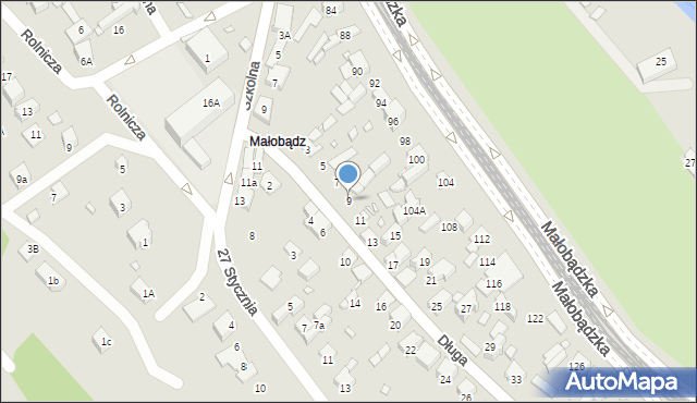 Będzin, Długa, 9, mapa Będzin