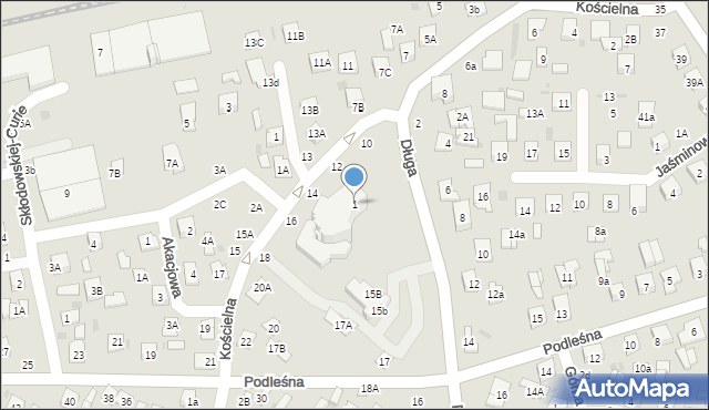 Biała Podlaska, Długa, 1, mapa Białej Podlaskiej