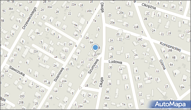 Biała Podlaska, Długa, 11, mapa Białej Podlaskiej