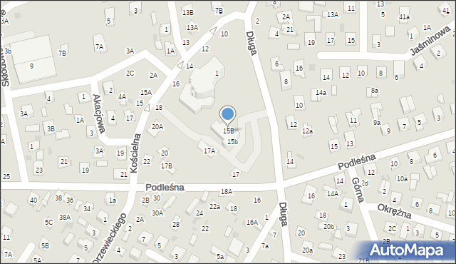 Biała Podlaska, Długa, 15B, mapa Białej Podlaskiej