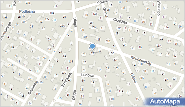 Biała Podlaska, Długa, 22, mapa Białej Podlaskiej