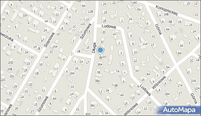 Biała Podlaska, Długa, 36, mapa Białej Podlaskiej