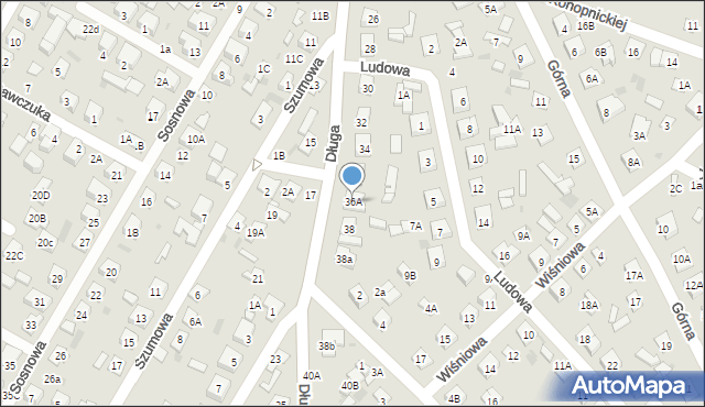 Biała Podlaska, Długa, 36A, mapa Białej Podlaskiej