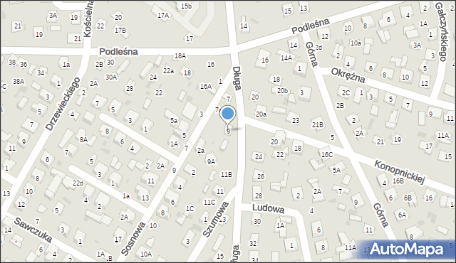 Biała Podlaska, Długa, 9, mapa Białej Podlaskiej