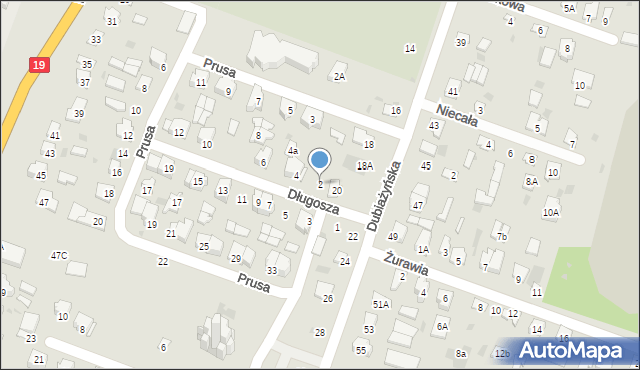 Bielsk Podlaski, Długosza Jana, 2, mapa Bielsk Podlaski