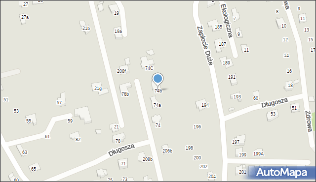 Bielsko-Biała, Długosza Jana, 74b, mapa Bielsko-Białej